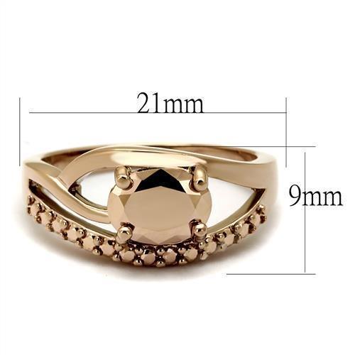 Alamode IP Rose Gold(Ion Plating) Brass Ring with AAA Grade CZ in Metallic Light Gold - Flyclothing LLC