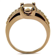 Alamode IP Rose Gold(Ion Plating) Brass Ring with AAA Grade CZ in Metallic Light Gold - Flyclothing LLC