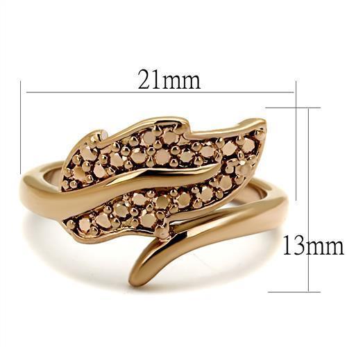 Alamode IP Rose Gold(Ion Plating) Brass Ring with AAA Grade CZ in Metallic Light Gold - Flyclothing LLC