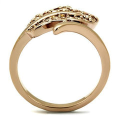 Alamode IP Rose Gold(Ion Plating) Brass Ring with AAA Grade CZ in Metallic Light Gold - Flyclothing LLC