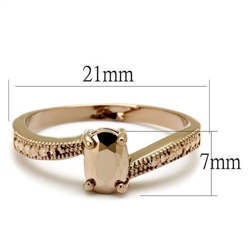 Alamode IP Rose Gold(Ion Plating) Brass Ring with AAA Grade CZ in Metallic Light Gold - Alamode