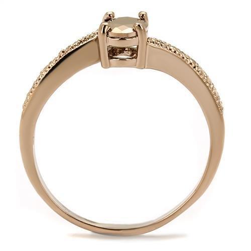 Alamode IP Rose Gold(Ion Plating) Brass Ring with AAA Grade CZ in Metallic Light Gold - Flyclothing LLC