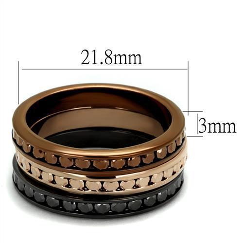 Alamode IP Rose Gold & IP Light Black & IP Light coffee Brass Ring with Top Grade Crystal in Multi Color - Alamode