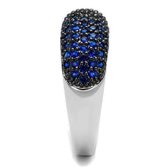 Alamode Rhodium + Ruthenium Brass Ring with AAA Grade CZ in London Blue - Alamode