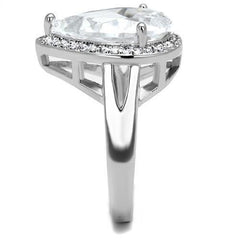 Alamode Rhodium Brass Ring with AAA Grade CZ in Clear - Flyclothing LLC