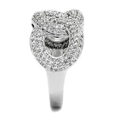 Alamode Rhodium Brass Ring with AAA Grade CZ in Clear - Flyclothing LLC