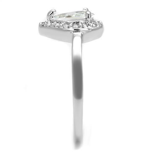 Alamode Rhodium Brass Ring with AAA Grade CZ in Clear - Flyclothing LLC