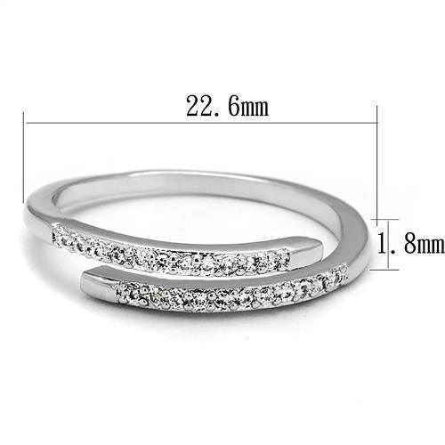 Alamode Rhodium Brass Ring with AAA Grade CZ in Clear - Flyclothing LLC