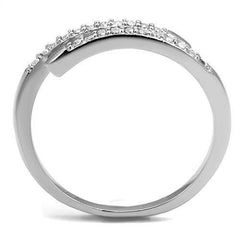 Alamode Rhodium Brass Ring with AAA Grade CZ in Clear - Flyclothing LLC