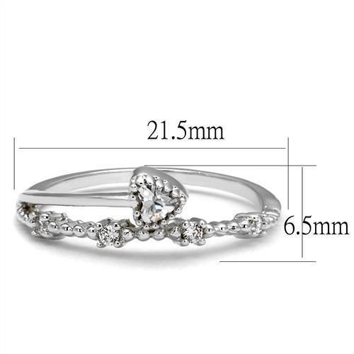 Alamode Rhodium Brass Ring with AAA Grade CZ in Clear - Flyclothing LLC