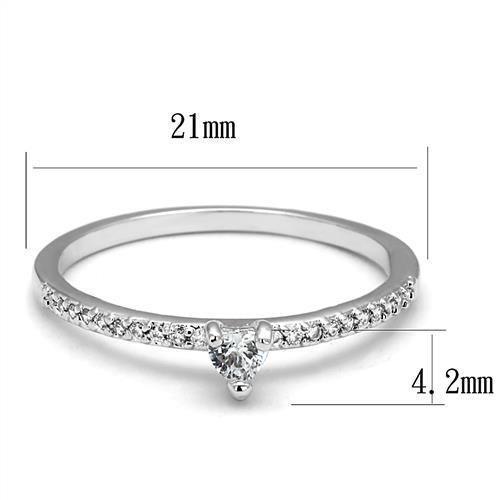 Alamode Rhodium Brass Ring with AAA Grade CZ in Clear - Flyclothing LLC