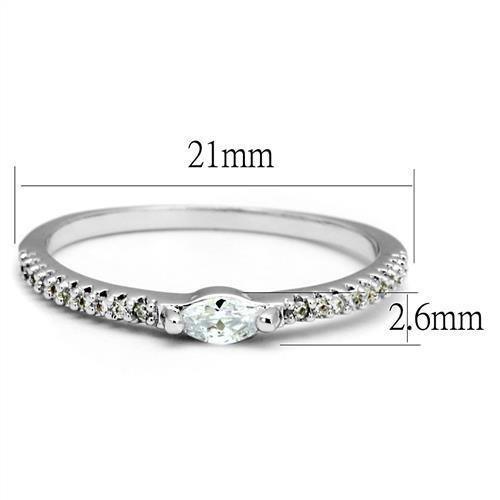 Alamode Rhodium Brass Ring with AAA Grade CZ in Clear - Flyclothing LLC