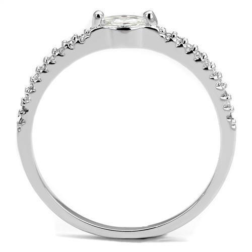 Alamode Rhodium Brass Ring with AAA Grade CZ in Clear - Alamode