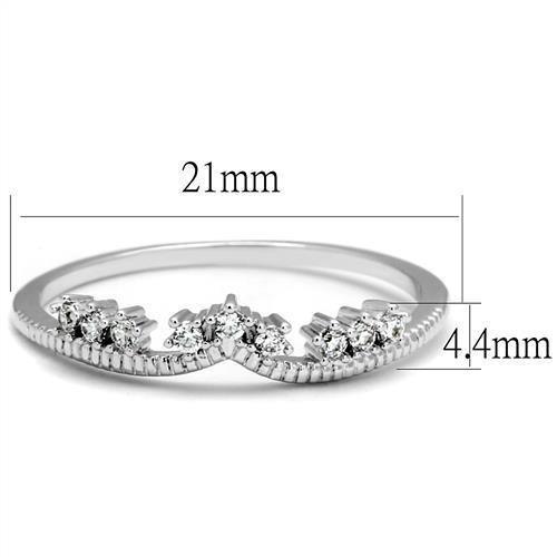 Alamode Rhodium Brass Ring with AAA Grade CZ in Clear - Flyclothing LLC