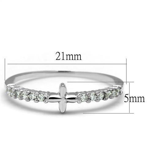 Alamode Rhodium Brass Ring with AAA Grade CZ in Clear - Flyclothing LLC