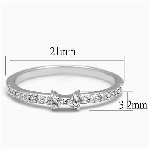 Alamode Rhodium Brass Ring with AAA Grade CZ in Clear - Flyclothing LLC