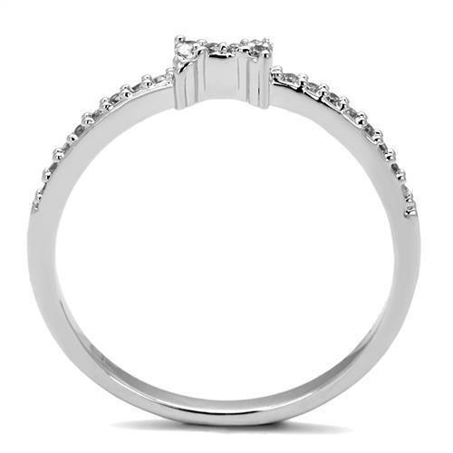 Alamode Rhodium Brass Ring with AAA Grade CZ in Clear - Flyclothing LLC