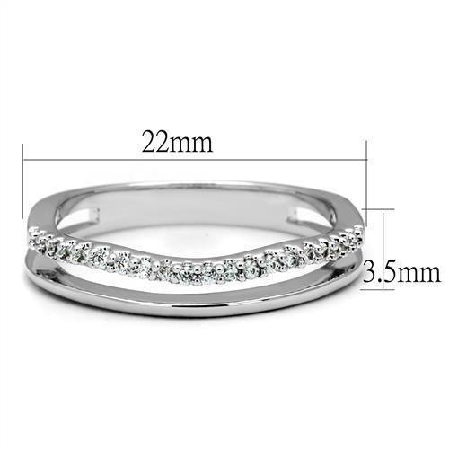 Alamode Rhodium Brass Ring with AAA Grade CZ in Clear - Flyclothing LLC