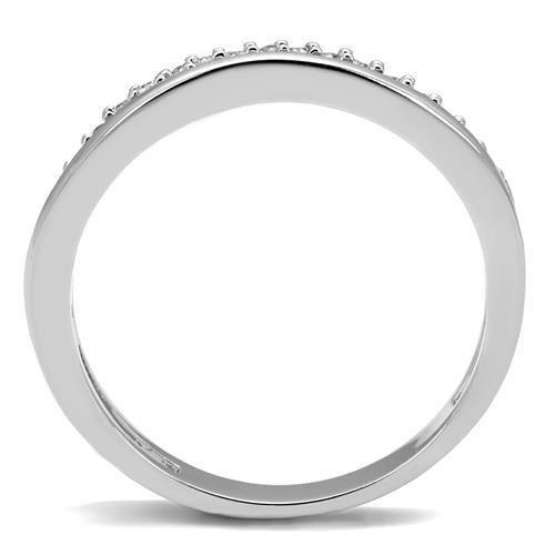 Alamode Rhodium Brass Ring with AAA Grade CZ in Clear - Flyclothing LLC