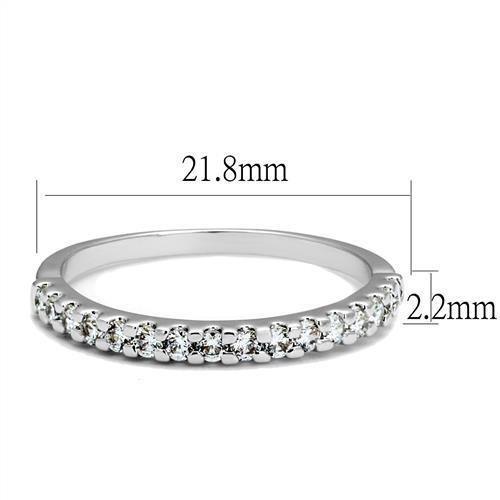 Alamode Rhodium Brass Ring with AAA Grade CZ in Clear - Flyclothing LLC