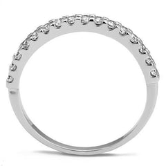 Alamode Rhodium Brass Ring with AAA Grade CZ in Clear - Flyclothing LLC