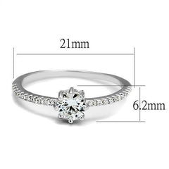 Alamode Rhodium Brass Ring with AAA Grade CZ in Clear - Flyclothing LLC