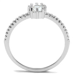 Alamode Rhodium Brass Ring with AAA Grade CZ in Clear - Alamode