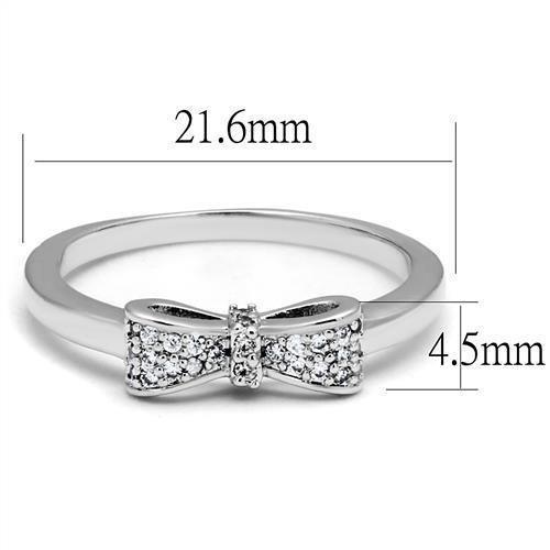 Alamode Rhodium Brass Ring with AAA Grade CZ in Clear - Flyclothing LLC