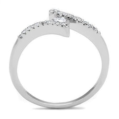 Alamode Rhodium Brass Ring with AAA Grade CZ in Clear - Flyclothing LLC