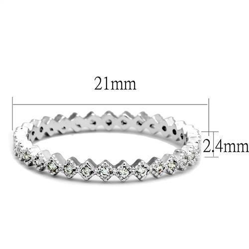 Alamode Rhodium Brass Ring with AAA Grade CZ in Clear - Flyclothing LLC