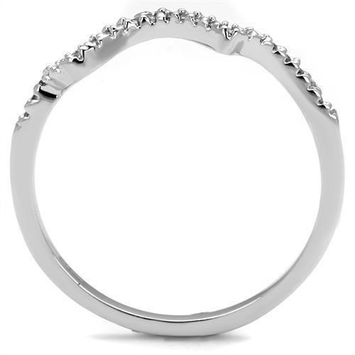 Alamode Rhodium Brass Ring with AAA Grade CZ in Clear - Flyclothing LLC