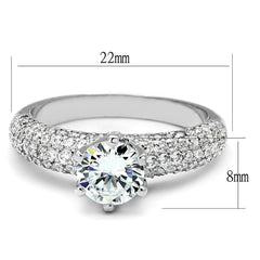 Alamode Rhodium Brass Ring with AAA Grade CZ in Clear - Flyclothing LLC