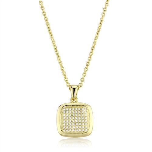 Alamode Gold Brass Jewelry Sets with AAA Grade CZ in Clear - Flyclothing LLC