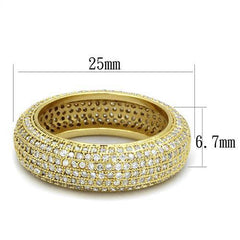 Alamode Gold Brass Ring with AAA Grade CZ in Clear - Flyclothing LLC