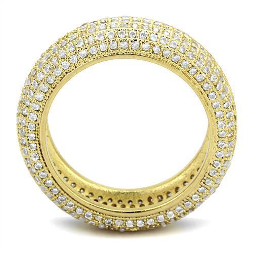 Alamode Gold Brass Ring with AAA Grade CZ in Clear - Flyclothing LLC