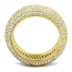 Alamode Gold Brass Ring with AAA Grade CZ in Clear - Flyclothing LLC