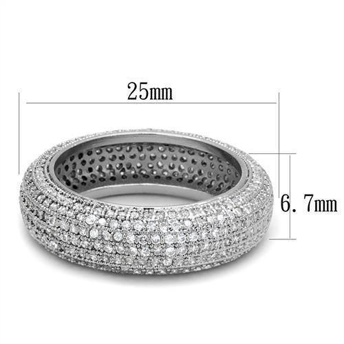 Alamode Rhodium Brass Ring with AAA Grade CZ in Clear - Flyclothing LLC