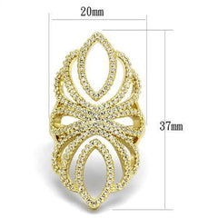 Alamode Gold Brass Ring with AAA Grade CZ in Clear - Flyclothing LLC