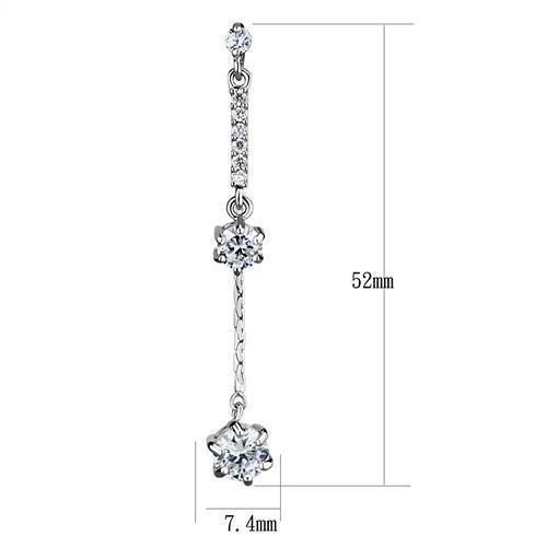 Alamode Rhodium Brass Earrings with AAA Grade CZ in Clear - Flyclothing LLC