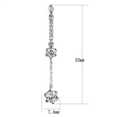 Alamode Rhodium Brass Earrings with AAA Grade CZ in Clear - Flyclothing LLC