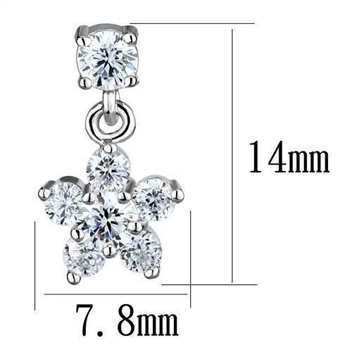 Alamode Rhodium Brass Earrings with AAA Grade CZ in Clear - Flyclothing LLC