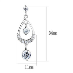 Alamode Rhodium Brass Earrings with AAA Grade CZ in Clear - Flyclothing LLC