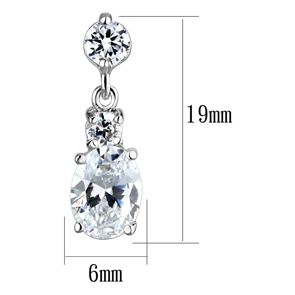 Alamode Rhodium Brass Earrings with AAA Grade CZ in Clear - Flyclothing LLC