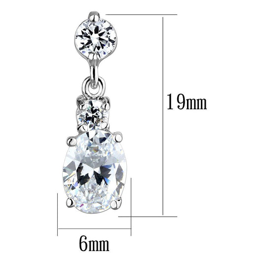 Alamode Rhodium Brass Earrings with AAA Grade CZ in Clear - Flyclothing LLC