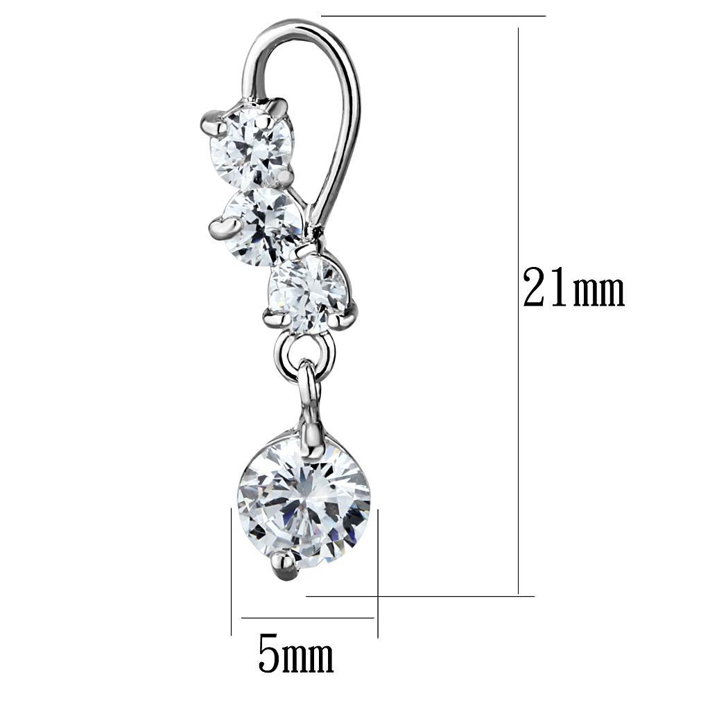 Alamode Rhodium Brass Earrings with AAA Grade CZ in Clear - Flyclothing LLC