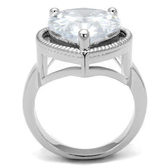 Alamode Rhodium Brass Ring with AAA Grade CZ in Clear - Flyclothing LLC