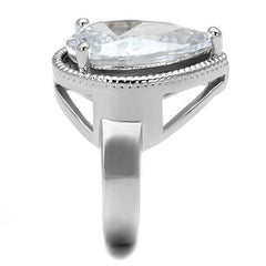 Alamode Rhodium Brass Ring with AAA Grade CZ in Clear - Flyclothing LLC