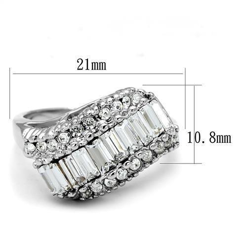 Alamode Rhodium Brass Ring with Top Grade Crystal in Clear - Alamode