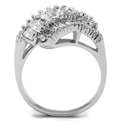 Alamode Rhodium Brass Ring with Top Grade Crystal in Clear - Alamode