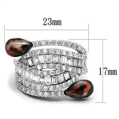 Alamode Rhodium Brass Ring with AAA Grade CZ in Clear - Flyclothing LLC